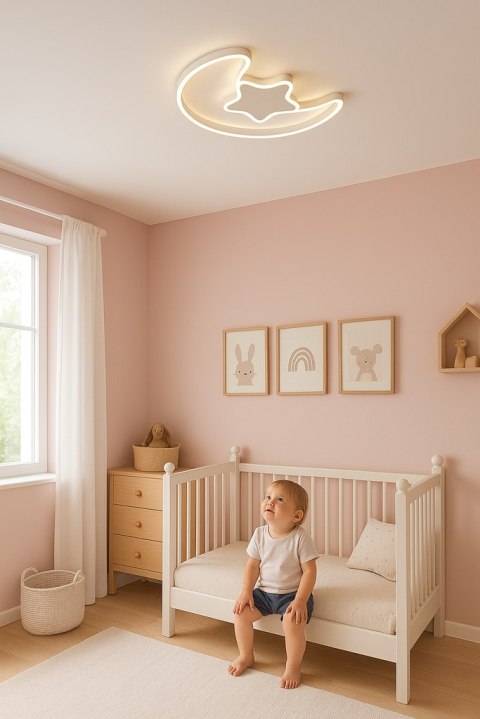 Lampa LED sufitowa plafon do pokoju dziecięcego ściemniana + pilot księżyc biała Kik Sp. z o. o. Sp. k.