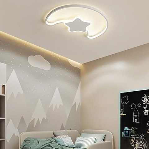 Lampa LED sufitowa plafon do pokoju dziecięcego ściemniana + pilot księżyc biała Kik Sp. z o. o. Sp. k.