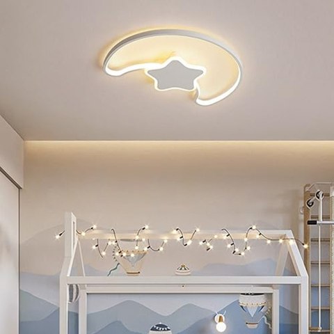 Lampa LED sufitowa plafon do pokoju dziecięcego ściemniana + pilot księżyc biała Kik Sp. z o. o. Sp. k.