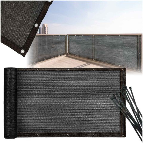 Osłona balkonowa LUARO mata maskująca siatka cieniująca na balkon taras 150g/m2 105x700cm UV + Trytytki Kik Sp. z o. o. Sp. k.