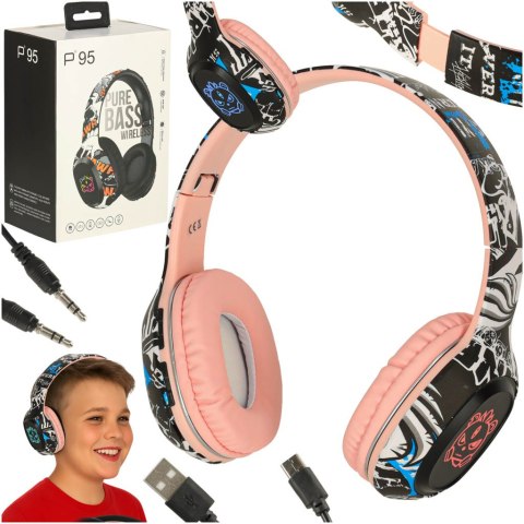 Słuchawki bezprzewodowe nauszne Bluetooth RGB Gaming Sport 200mAh różowe Kik Sp. z o. o. Sp. k.