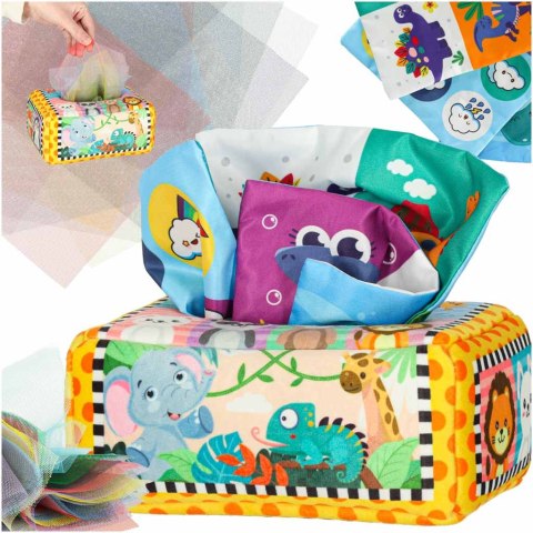 Sorter pudełko z chusteczkami sensoryczne montessori pluszowe cyfry litery Kik Sp. z o. o. Sp. k.