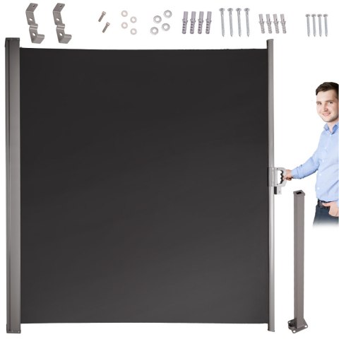 Markiza boczna tarasowa LUARO parawan zwijany 180 x 400 cm szary Kik Sp. z o. o. Sp. k.