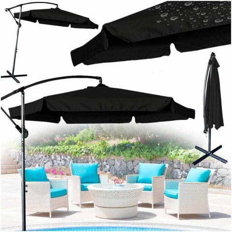 Parasol ogrodowy LUARO duży składany z wysięgnikiem 290cm czarny Kik Sp. z o. o. Sp. k.