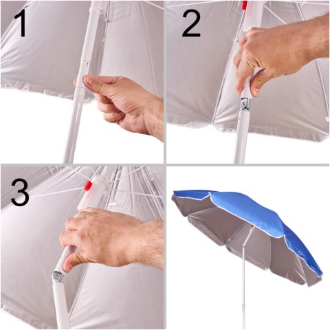 Parasol ogrodowy plażowy regulowany łamany składany UV 150cm niebieski Kik Sp. z o. o. Sp. k.