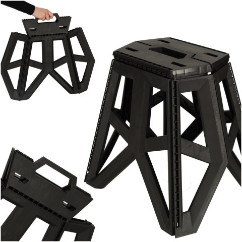 Taboret składany krzesełko turystyczne kempingowe przenośne 40 cm czarny Kik Sp. z o. o. Sp. k.