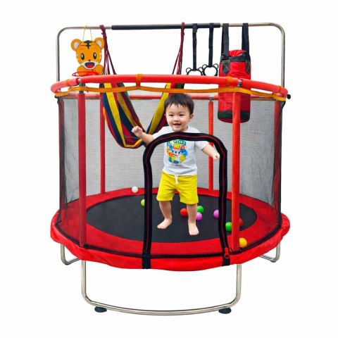 Trampolina dla dzieci ogrodowa siatka piłki koszykówka 155cm czerwona Kik Sp. z o. o. Sp. k.
