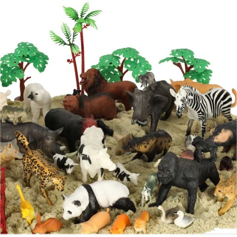 Figurki zwierząt zwierzęta zoo safari farma akcesoria skrzynka 59 el. Kik Sp. z o. o. Sp. k.