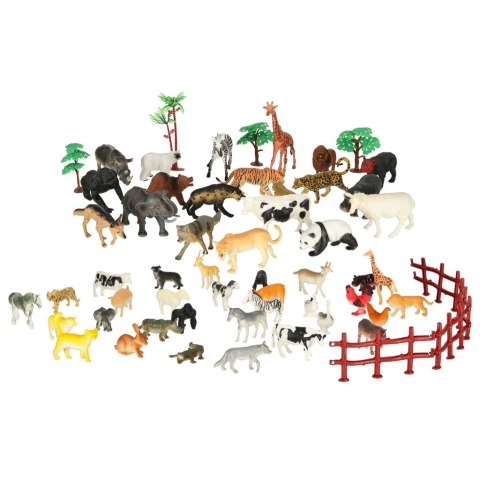 Figurki zwierząt zwierzęta zoo safari farma akcesoria skrzynka 59 el. Kik Sp. z o. o. Sp. k.