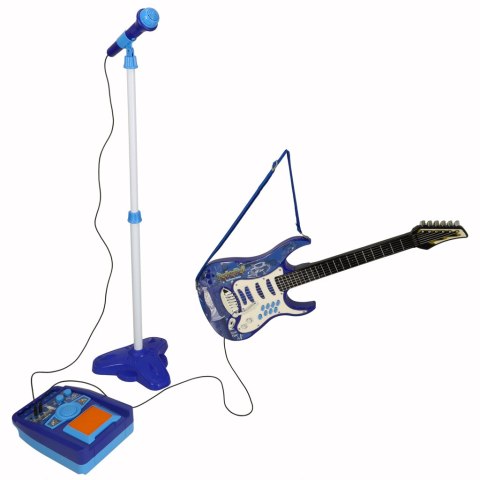 Gitara elektryczna rockowa ze wzmacniaczem mikrofonem dla dzieci niebieska Kik Sp. z o. o. Sp. k.