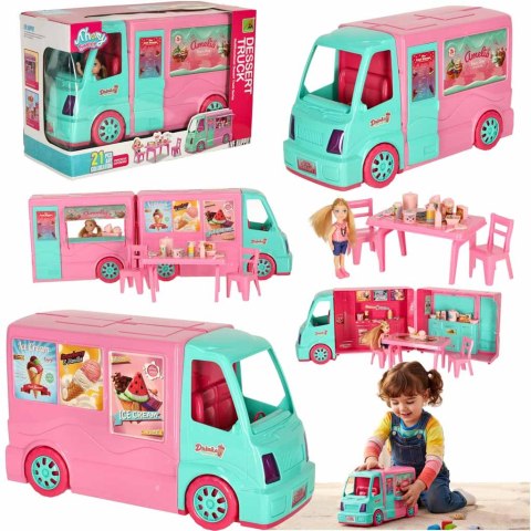 Samochód dla lalek kamper food truck zestaw 21 el. Kik Sp. z o. o. Sp. k.