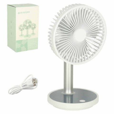 Wentylator biurkowy wiatrak przenośny bezprzewodowy USB z akumulatorem regulowany 4 poziomy mocy LED 38cm biały Kik Sp. z o. o. Sp. k.