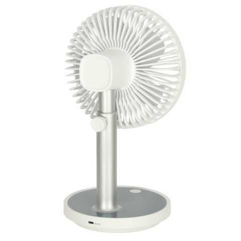 Wentylator biurkowy wiatrak przenośny bezprzewodowy USB z akumulatorem regulowany 4 poziomy mocy LED 38cm biały Kik Sp. z o. o. Sp. k.