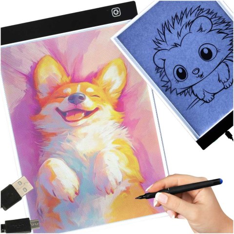 Deska kreślarska tablica tablet graficzny kalka do rysowania podświetlana LED A4 Kik Sp. z o. o. Sp. k.