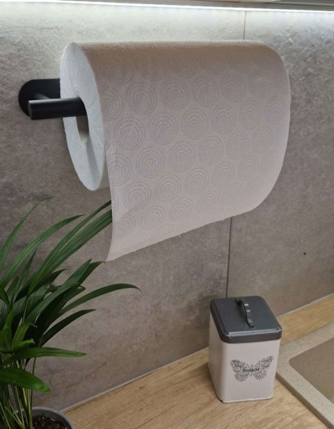 Uchwyt wieszak na papier ręcznik papierowy kuchenny taśma dwustronna mat loft czarny Kik Sp. z o. o. Sp. k.