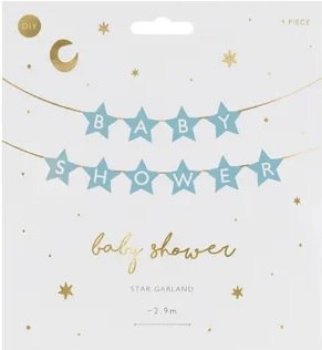 Baner napis na baby shower gwiazdki jasnoniebieskie 290cm x 16,5cm Partydeco Sp. z o. o.