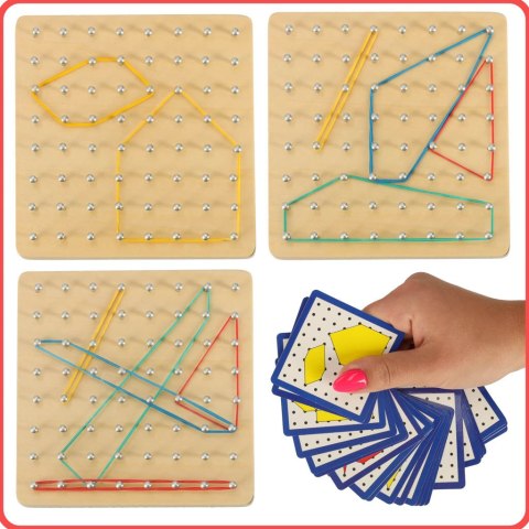 Geoboard geoplan drewniana układanka tworzenie kształtów z gumek Kik Sp. z o. o. Sp. k.