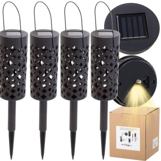 Lampa solarna ogrodowa ażurowa latarenka lampion LED czujnik zmierzchu wbijana 4szt. Kik Sp. z o. o. Sp. k.