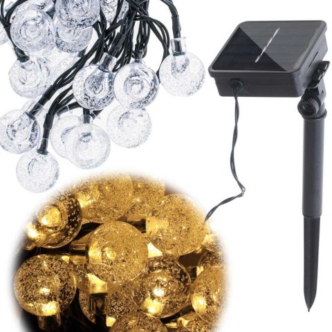 Lampki ogrodowe solarne kulki 7m 50LED ciepły biały Kik Sp. z o. o. Sp. k.