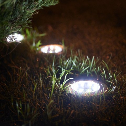 Lampy ogrodowe solarne najazdowe gruntowe czujnik zmierzchu wbijane świecący dysk 8LED 12szt. zimny biały Kik Sp. z o. o. Sp. k.