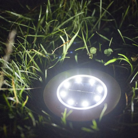 Lampy ogrodowe solarne najazdowe gruntowe czujnik zmierzchu wbijane świecący dysk 8LED 12szt. zimny biały Kik Sp. z o. o. Sp. k.