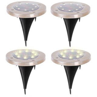 Lampy ogrodowe solarne najazdowe gruntowe czujnik zmierzchu wbijane świecący dysk 8LED 4szt. ciepły biały Kik Sp. z o. o. Sp. k.