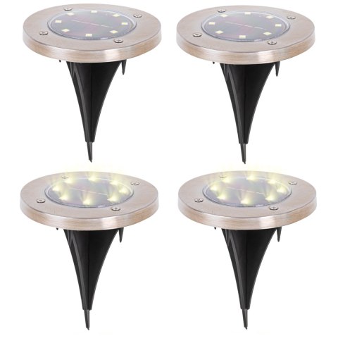 Lampy ogrodowe solarne najazdowe gruntowe czujnik zmierzchu wbijane świecący dysk 8LED 4szt. ciepły biały Kik Sp. z o. o. Sp. k.