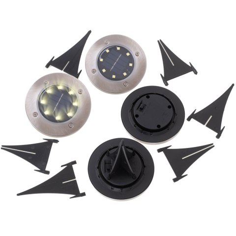 Lampy ogrodowe solarne najazdowe gruntowe czujnik zmierzchu wbijane świecący dysk 8LED 4szt. ciepły biały Kik Sp. z o. o. Sp. k.