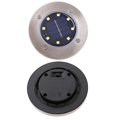 Lampy ogrodowe solarne najazdowe gruntowe czujnik zmierzchu wbijane świecący dysk 8LED 4szt. ciepły biały Kik Sp. z o. o. Sp. k.