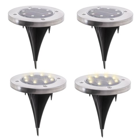 Lampy ogrodowe solarne najazdowe gruntowe czujnik zmierzchu wbijane świecący dysk 8LED 4szt. zimny biały Kik Sp. z o. o. Sp. k.