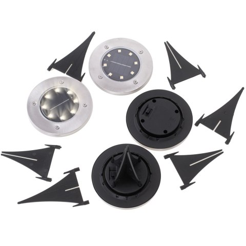 Lampy ogrodowe solarne najazdowe gruntowe czujnik zmierzchu wbijane świecący dysk 8LED 4szt. zimny biały Kik Sp. z o. o. Sp. k.