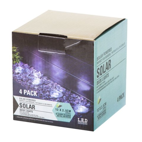 Lampy ogrodowe solarne najazdowe gruntowe czujnik zmierzchu wbijane świecący dysk 8LED 4szt. zimny biały Kik Sp. z o. o. Sp. k.