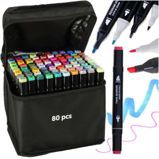 Markery dwustronne mazaki alkoholowe w etui 80 + podstawka Kik Sp. z o. o. Sp. k.
