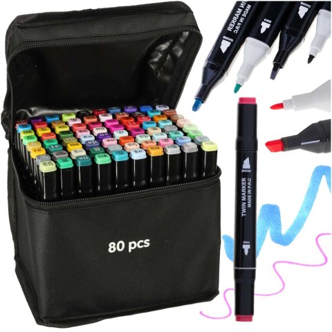 Markery dwustronne mazaki alkoholowe w etui 80 + podstawka Kik Sp. z o. o. Sp. k.