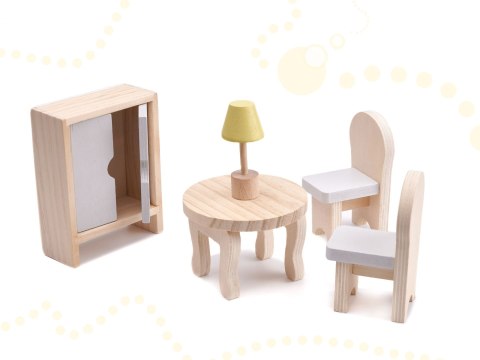 Domek dla lalek drewniany mebelki 70cm szary Kik Sp. z o. o. Sp. k.