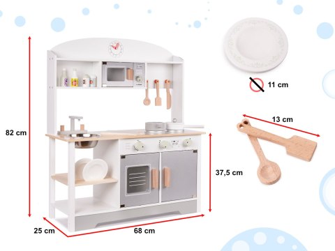 Kuchnia dla dzieci drewniana MDF MODERN CLASSIC akcesoria 82cm szara Kik Sp. z o. o. Sp. k.