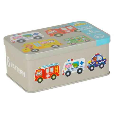 Puzzle dla dzieci układanka w puszce pojazdy 30 puzzli 6 obrazków Kik Sp. z o. o. Sp. k.