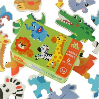 Puzzle dla dzieci układanka w puszce zwierzątka safari 25 puzzli 6 obrazków Kik Sp. z o. o. Sp. k.