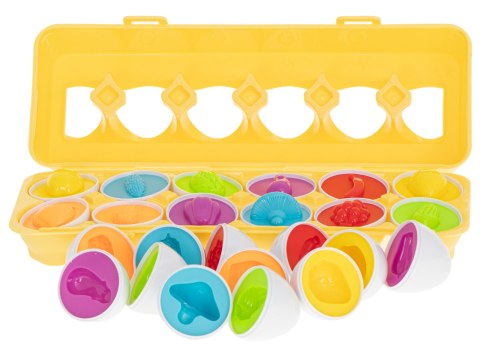 Układanka edukacyjna sorter dopasuj kształty owoce jajka 12 sztuk Kik Sp. z o. o. Sp. k.
