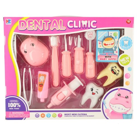 Dentysta zestaw lekarski hipopotam różowy Kik Sp. z o. o. Sp. k.