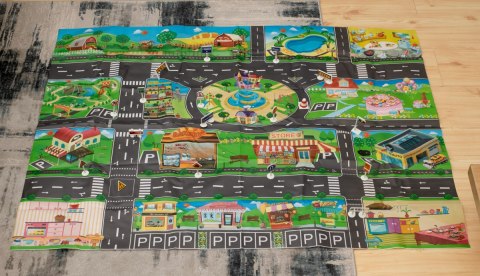 Mata edukacyjna do zabawy miasto ulica + znaki drogowe wodoodporna kolorowa 130x100cm Kik Sp. z o. o. Sp. k.