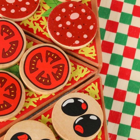Pizza drewniany zestaw do zabawy na rzep akcesoria łopatka nóż talerz nauka krojenia 20cm Kik Sp. z o. o. Sp. k.
