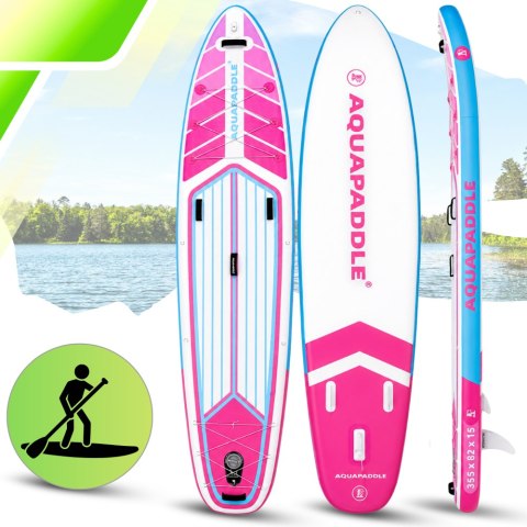 Deska SUP AquaPaddle 355x82x15 cm wiosło pompka zestaw plecak 200 kg