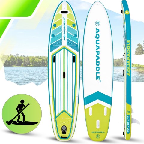 Deska SUP AquaPaddle 355x82x15 cm wiosło pompka zestaw plecak 200 kg