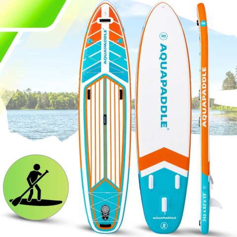 Deska SUP AquaPaddle 355x82x15 cm wiosło pompka zestaw plecak 200 kg