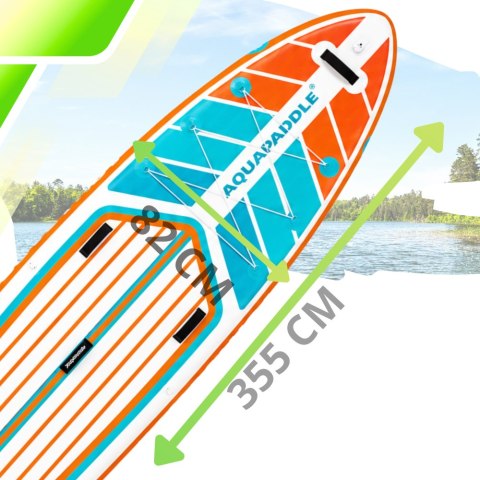 Deska SUP AquaPaddle 355x82x15 cm wiosło pompka zestaw plecak 200 kg
