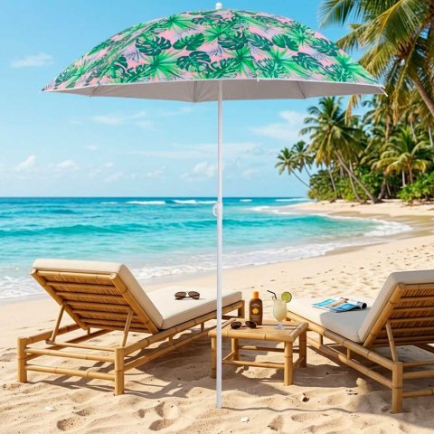 Parasol ogrodowy plażowy regulowany łamany 150cm liście UV Kik Sp. z o. o. Sp. k.