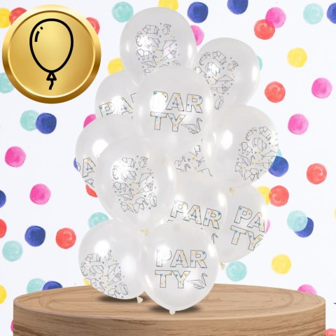DUŻE BALONY TRANSPARENTNE BIAŁE 12 SZT PARTY ORIGAMI URODZINY