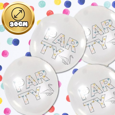 DUŻE BALONY TRANSPARENTNE BIAŁE 12 SZT PARTY ORIGAMI URODZINY