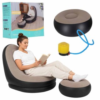 Fotel z podnóżkiem wypoczynkowy dmuchany sofa pufa pompka zestaw 2w1 Kik Sp. z o. o. Sp. k.